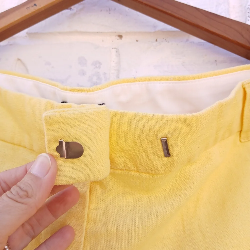 J. Crew Linen Yellow Scalloped Hem Shorts - Picture 3 of 8